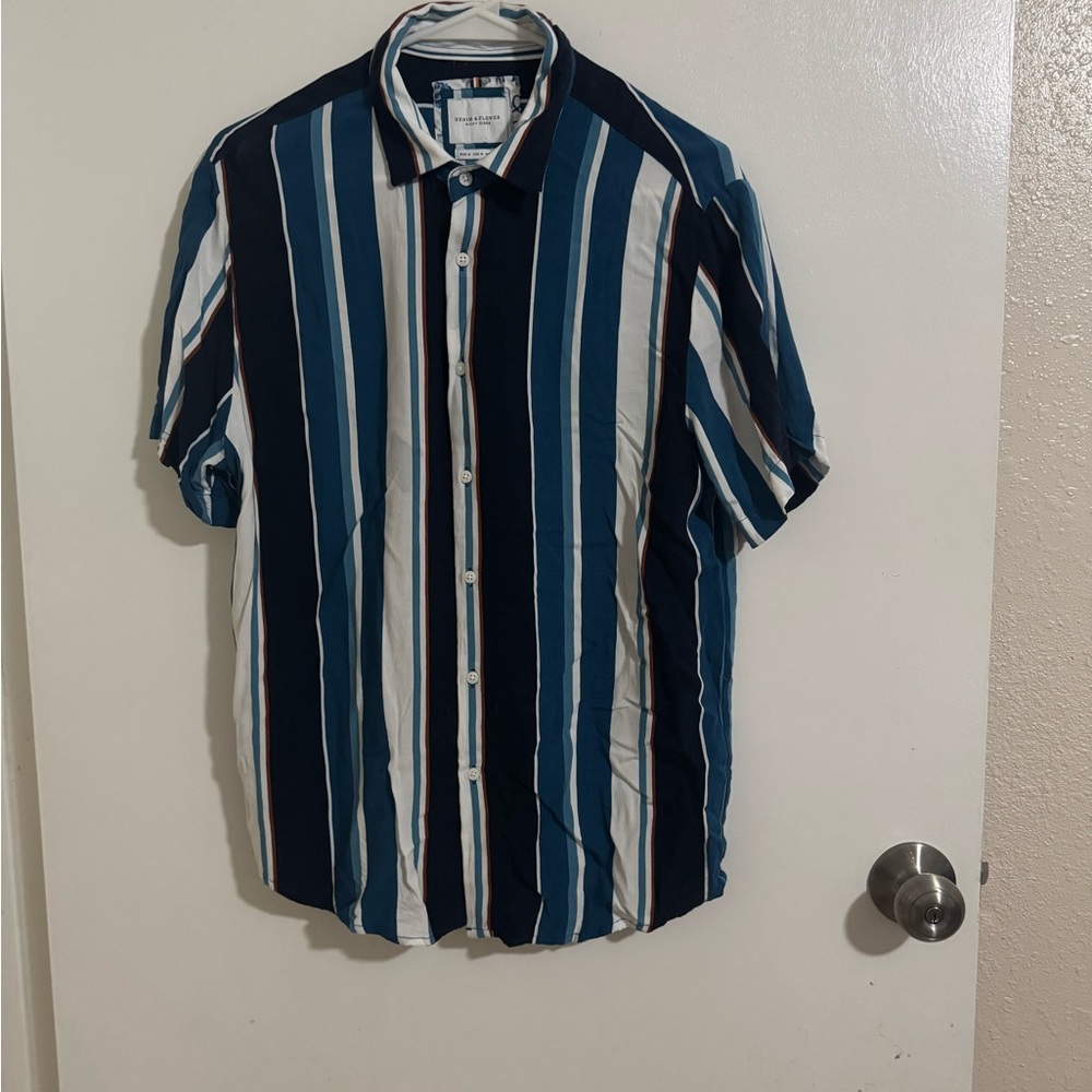 Denim & Flower Navy and White Striped Shirt